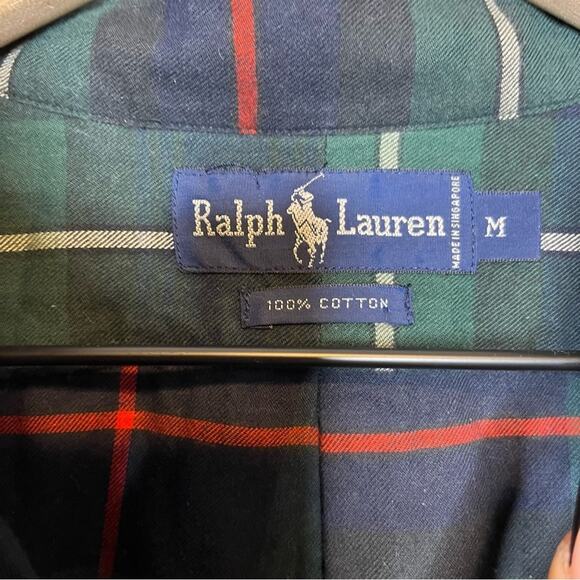 Ralph Lauren Button Down M SilverTab Plaid Polo Green red Holiday classic tartan - Picture 3 of 9